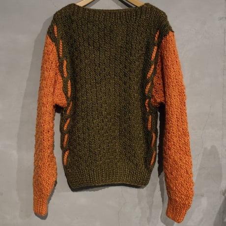 orange × brown hand knit