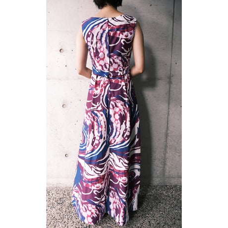 70s Hawaiian designed dress “purple×blue”