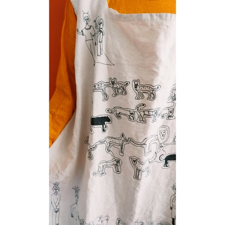 eski. × 画楽 / hand paint antique linen dress