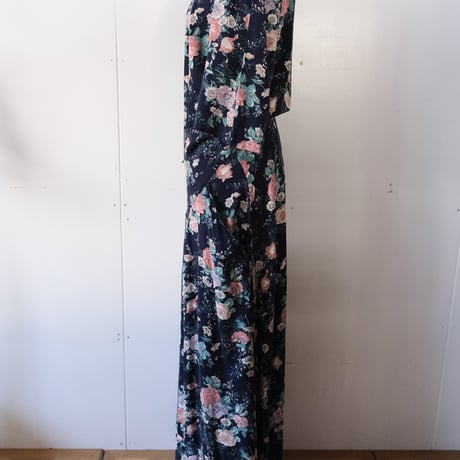 rayon flower dress / navy