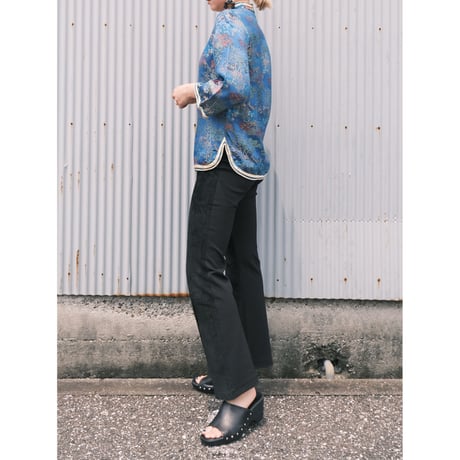 leather × jersey switching pants