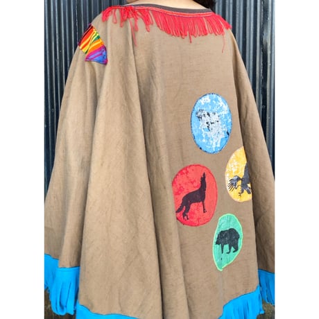 fringe poncho with animal