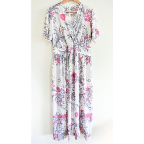 see-through flower white dress “pink×gray”