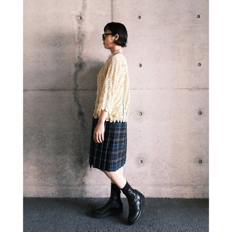 wool check skirt