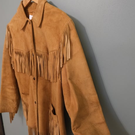 60-70s vintage leather jacket with fringe