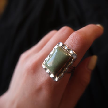 navajo / silver frame turquoise ring