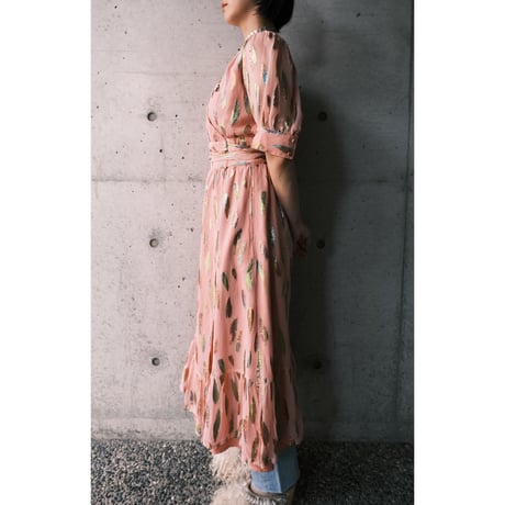 leaf motif wrap dress