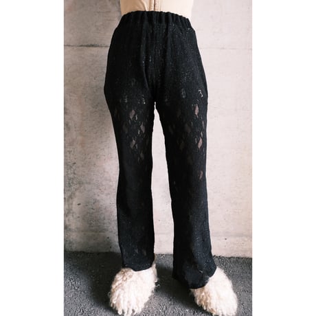 see-through lace flare pants