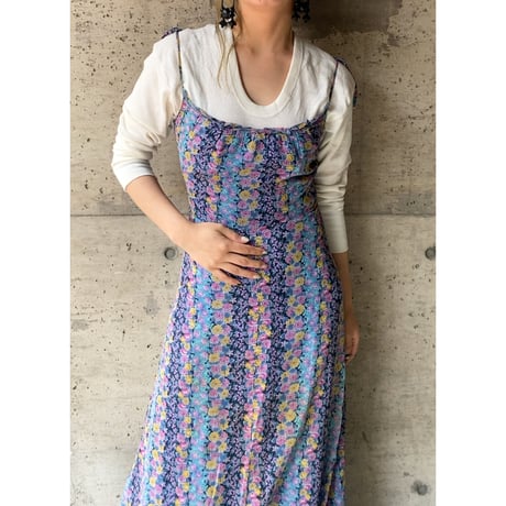 70s〜 Vera mont/floral print cami dress