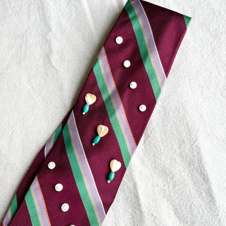 "繕う" collaboration beads embroidery necktie "hart × stripe