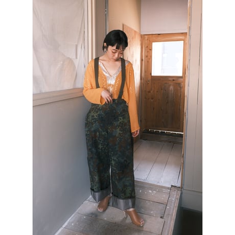 see-through embroidery blouse/orange