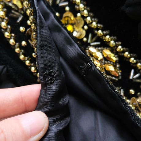 beaded embroidery velours cardigan