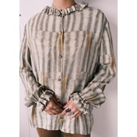 frill blouse with gold buttons