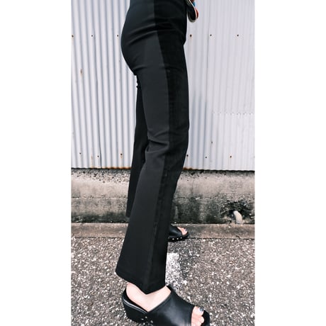 leather × jersey switching pants