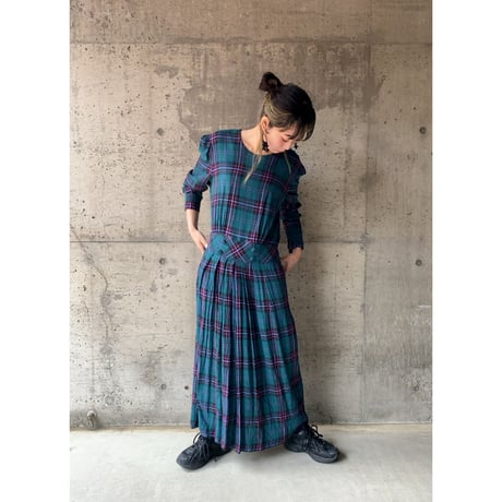 〜80s karin stevens/long check dress