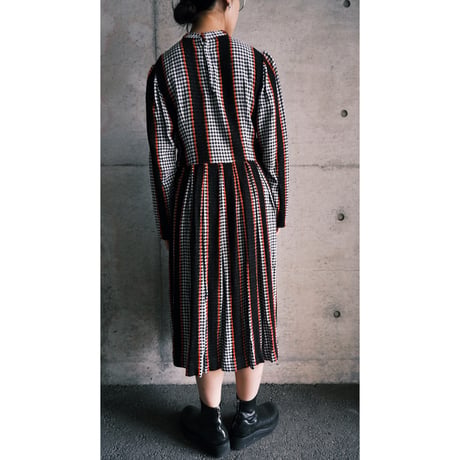 60s ~70s vintage gingham check dress