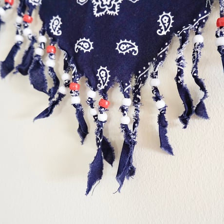 bandanna with fringe beads "navy"