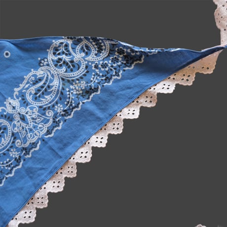 eski. original remake / lace × bandanna  kerchief "smoky blue"