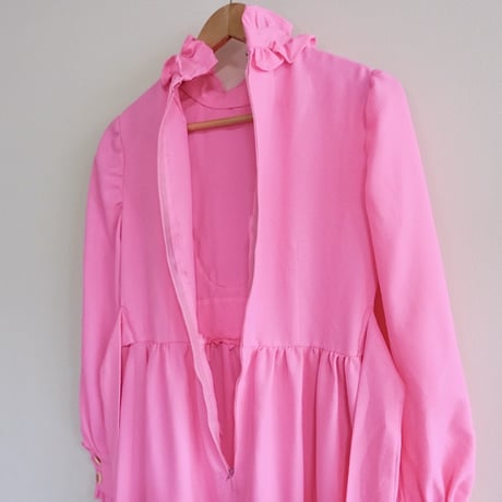 70s pink frill dress