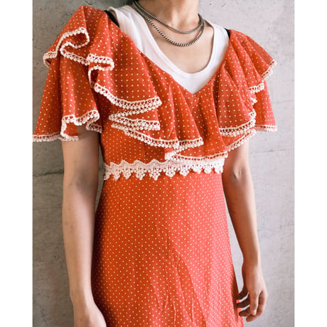 pin dot frill dress