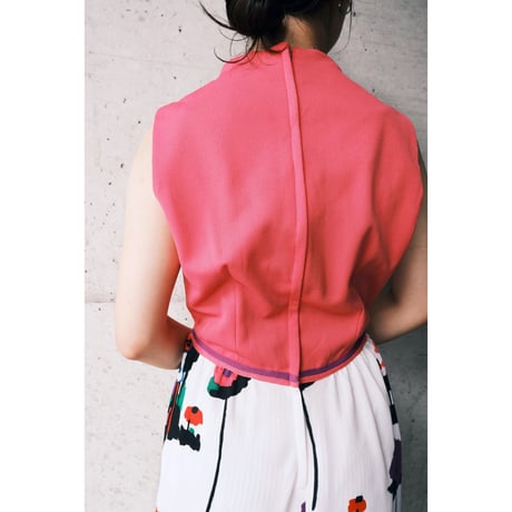 70s no-sleeve dress “pink×flower“