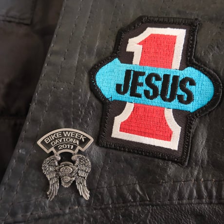 big leather vest with wappen