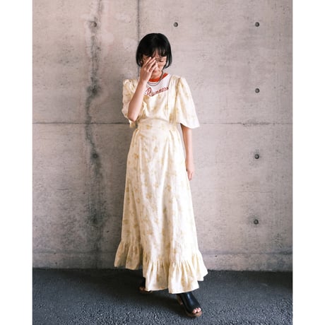 70's vintage / flower dress / yellow
