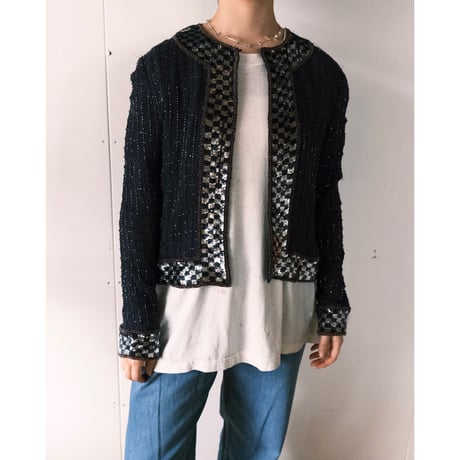 lamé×beads silk jacket