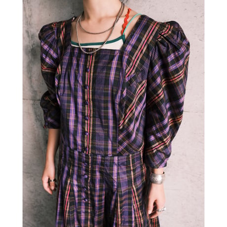 tyrol dress "check × purple"