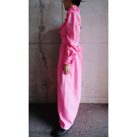 70s pink frill dress