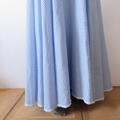 70s gingham check N/S dress