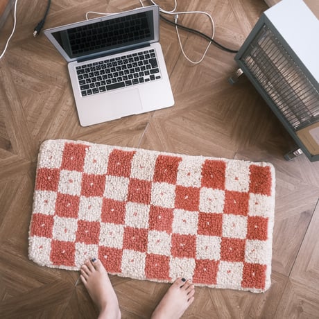 vintage rug "block check"