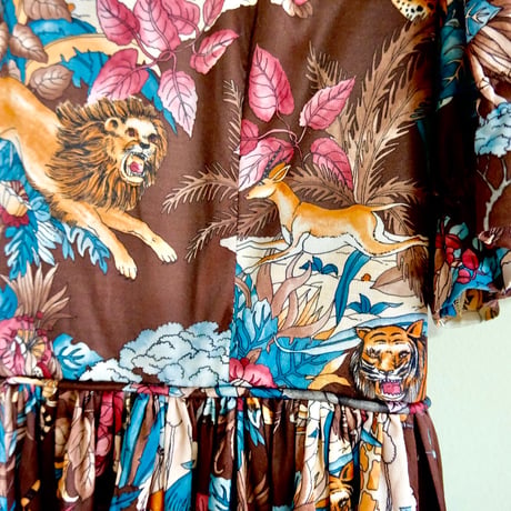 70s Animal print gather dress