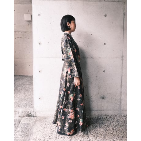 floral print black wrap dress