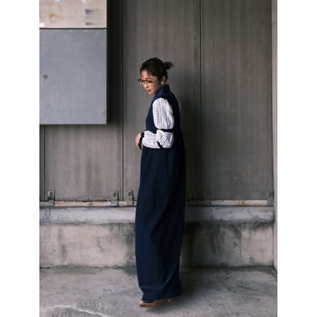 lace sleeve navy dress