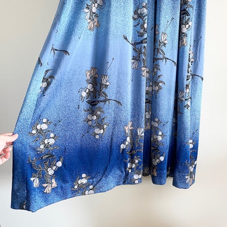 70s crimplene blue dress “birds”
