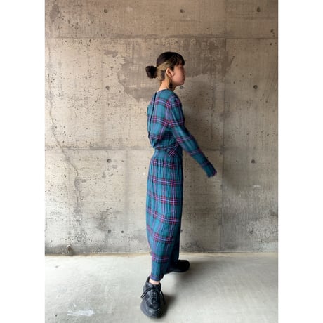 〜80s karin stevens/long check dress
