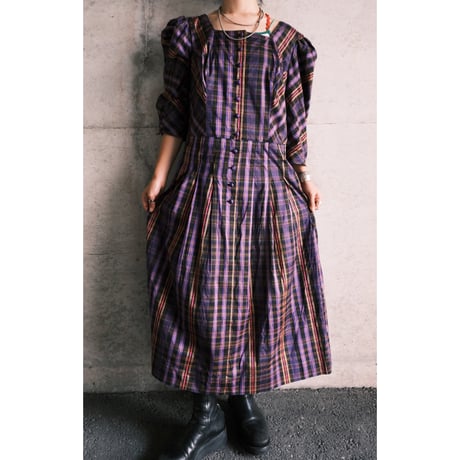 tyrol dress "check × purple"