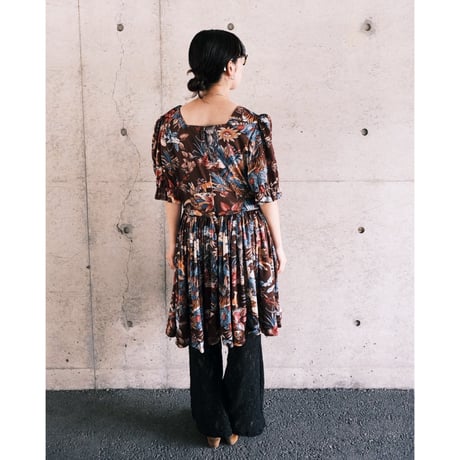70s Animal print gather dress