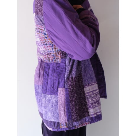 quilting no-collar jacket / purple