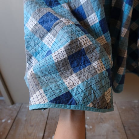 50-60s vintage / check quilting skirt