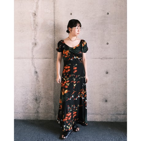 flower print black dress