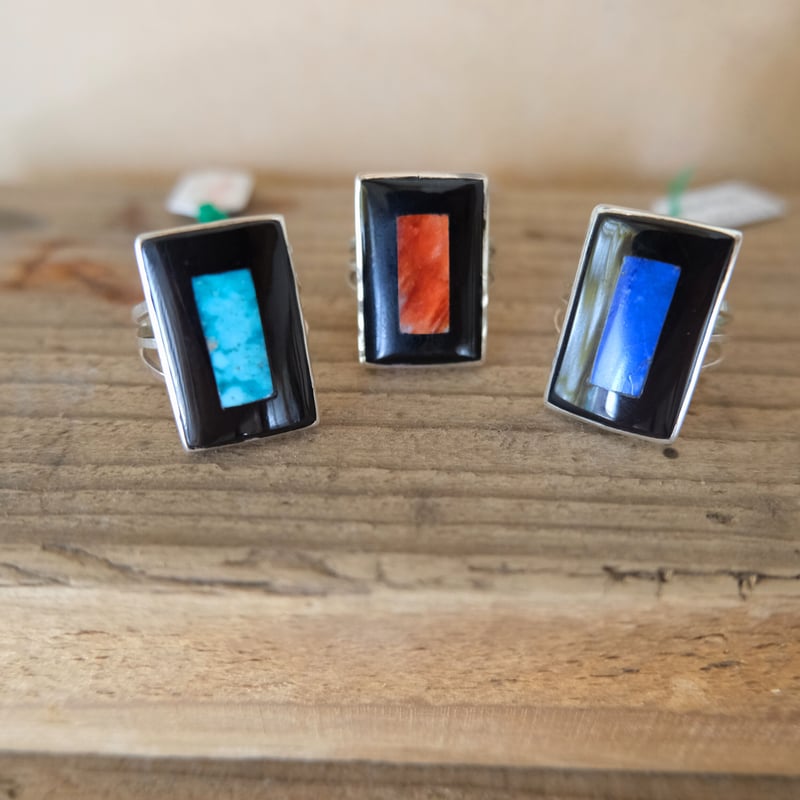 inlay square ring / lapis lazuli 