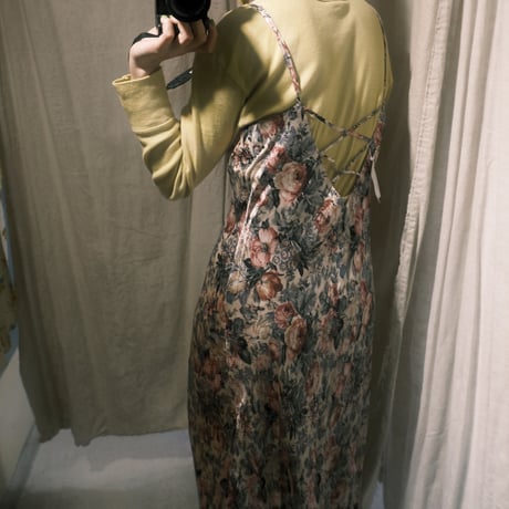 back cross design floral cami dress