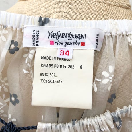 vtg yves saint laurent / flower paint silk organdie blouse