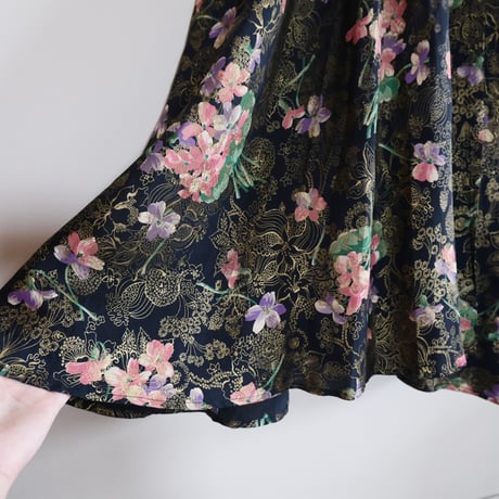 floral print black wrap dress