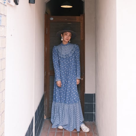 70s cotton flower dresss