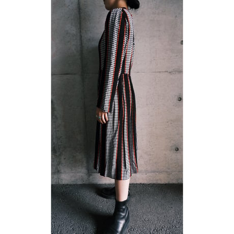 60s ~70s vintage gingham check dress