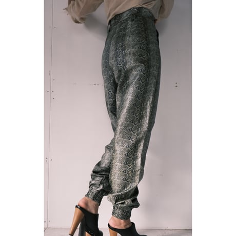 python pattern fake leather pants