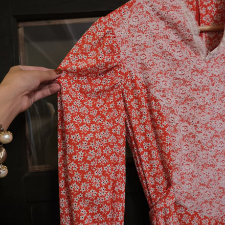 vintage flower dress / red